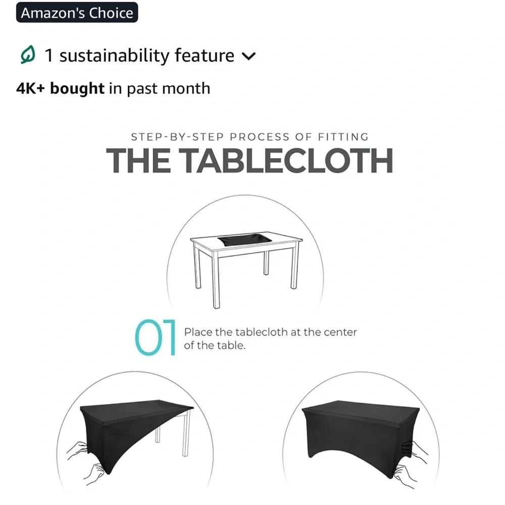 Black Table Cover 6 feet